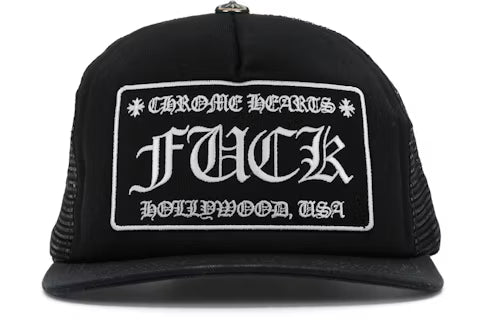 Chrome Hearts F**K Hollywood Trucker Hat Black / Black