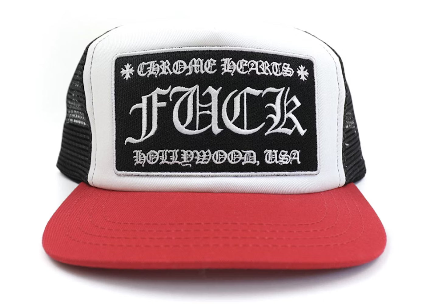 Chrome Hearts F**K Hollywood Trucker Hat Red / Black / White