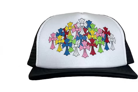 Chrome Hearts Multi Color Crosses Trucker Hat Black / White