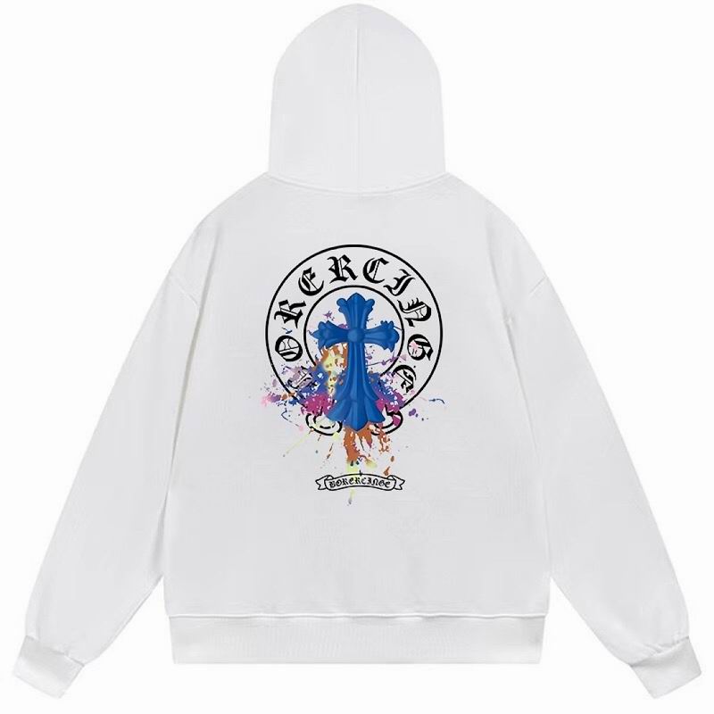 Blue Circular Cross Logo Pullover Hoodie White