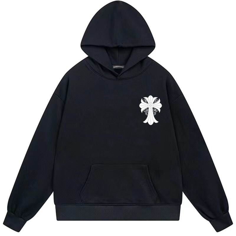 Cross Logo Pullover Hoodie Black & White