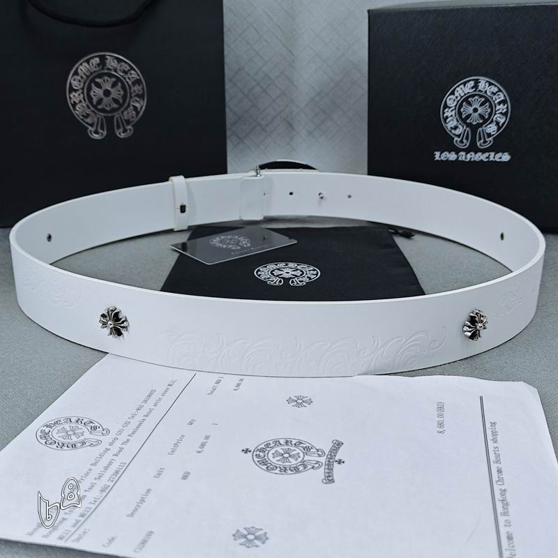Engraved Cross Leather Belt