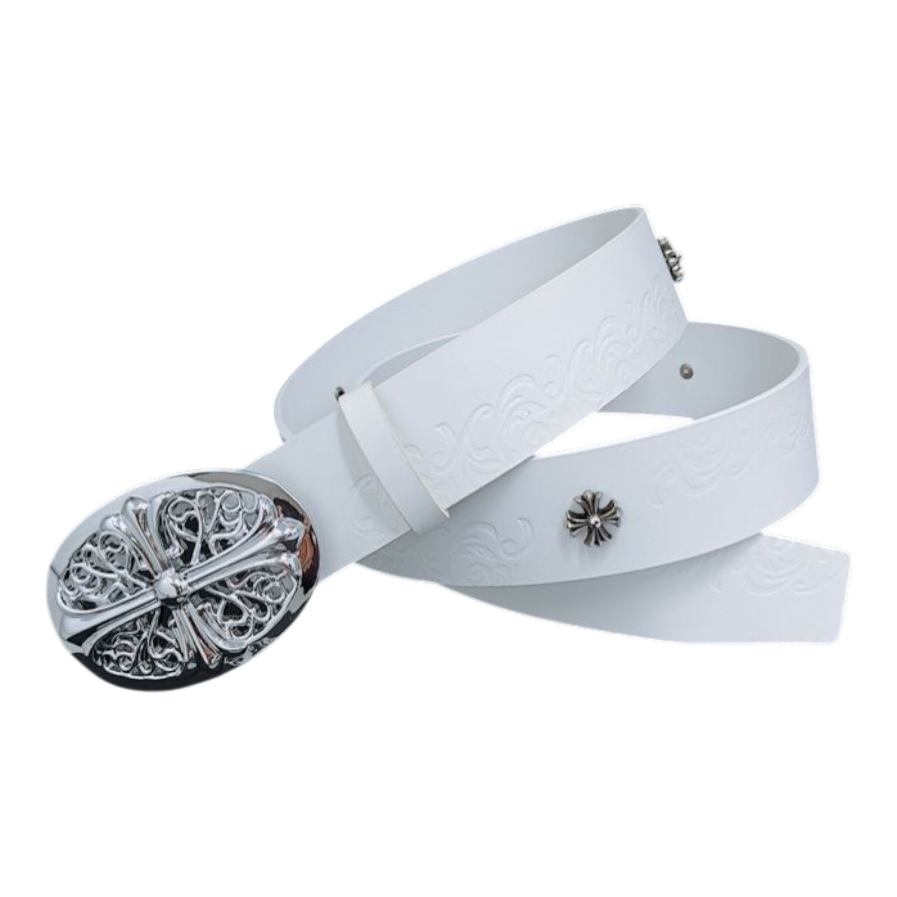 Engraved Cross Leather Belt