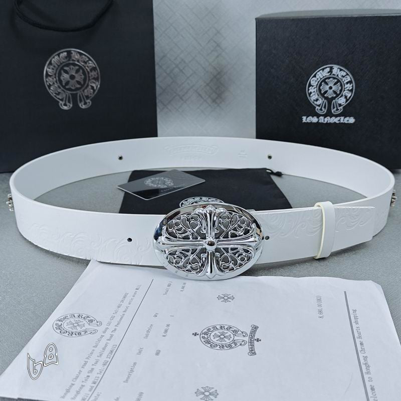 Engraved Cross Leather Belt