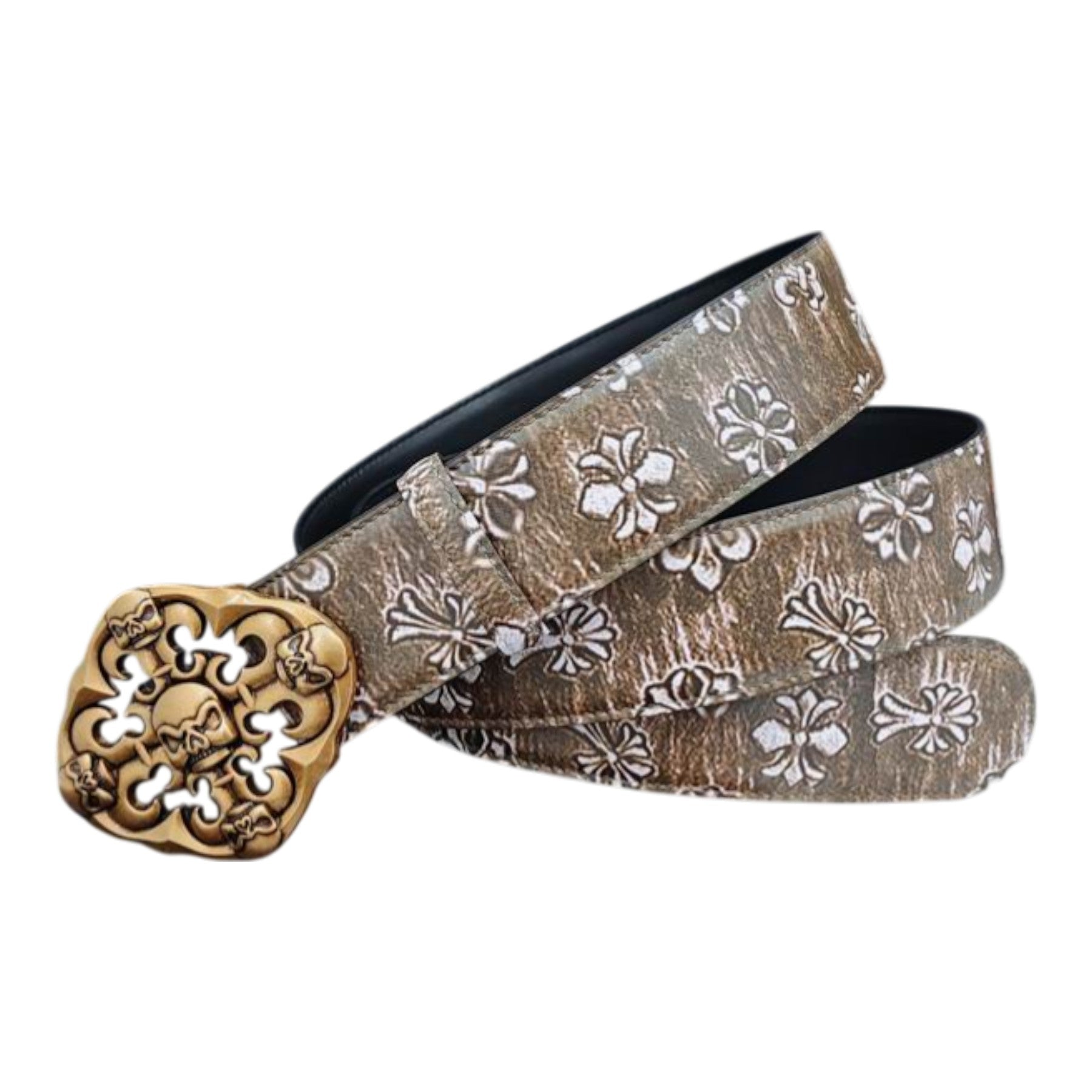 Textured Leather Buckle Belt