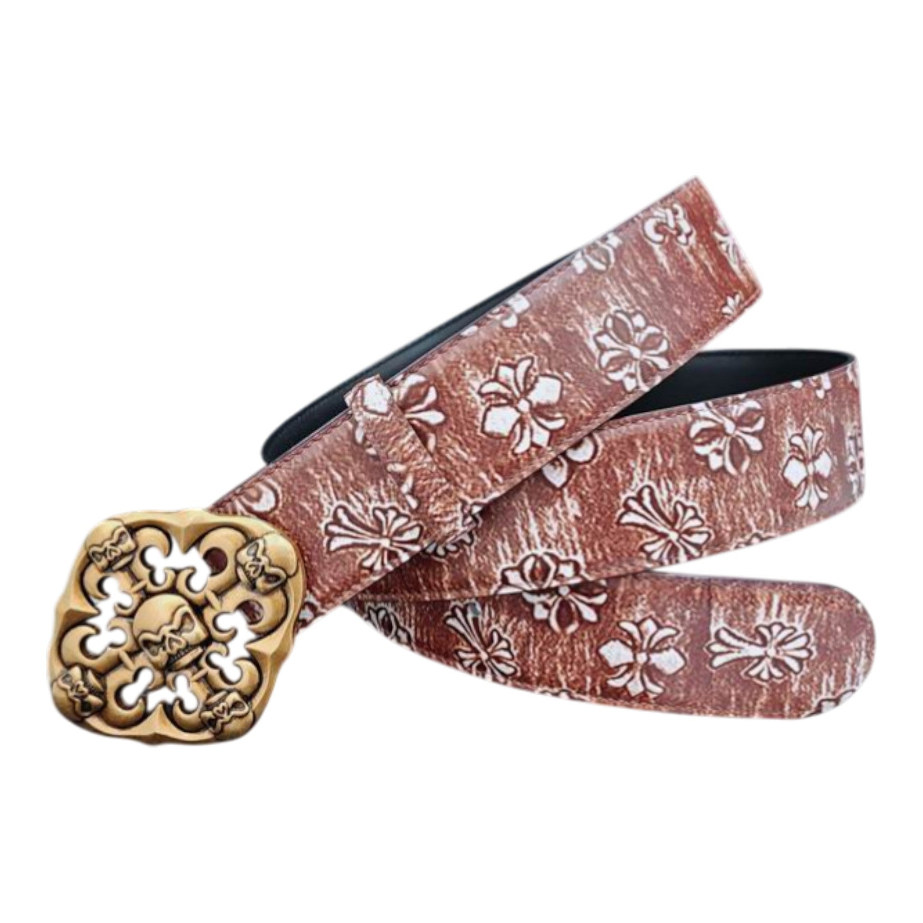 Textured Leather Buckle Belt