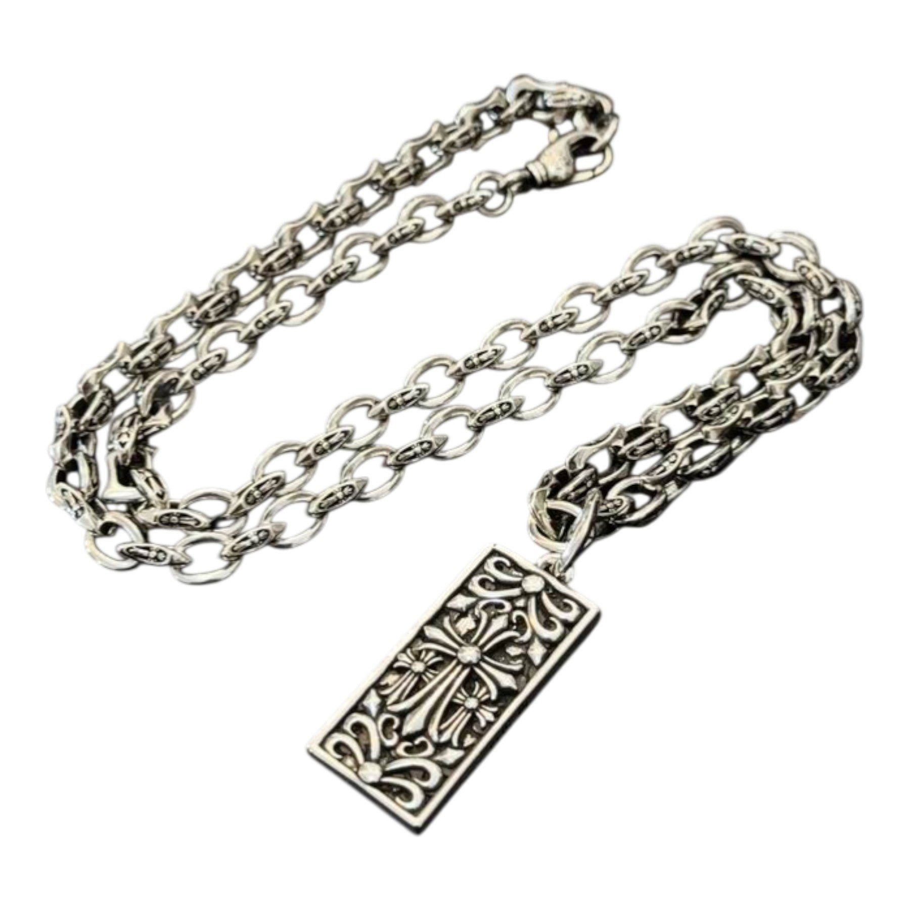 Cross Dog Tag Pendant Necklace
