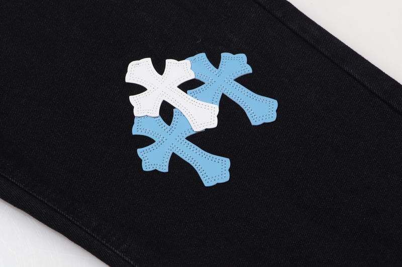 Cross Patch Denim Jeans Baby Blue & White