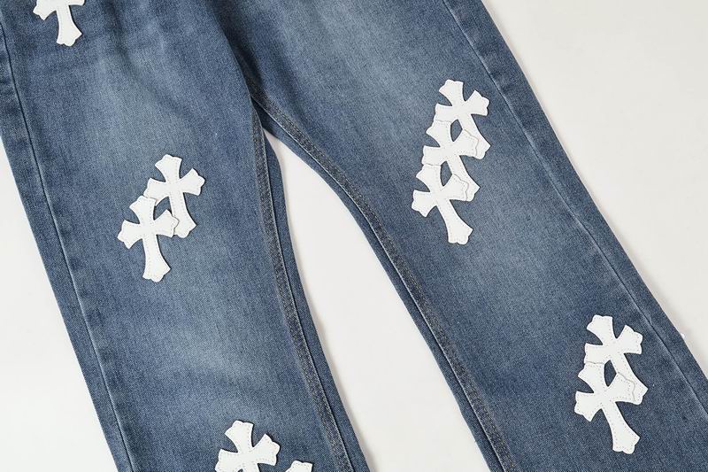 White Cross Patch Blue Denim Jeans