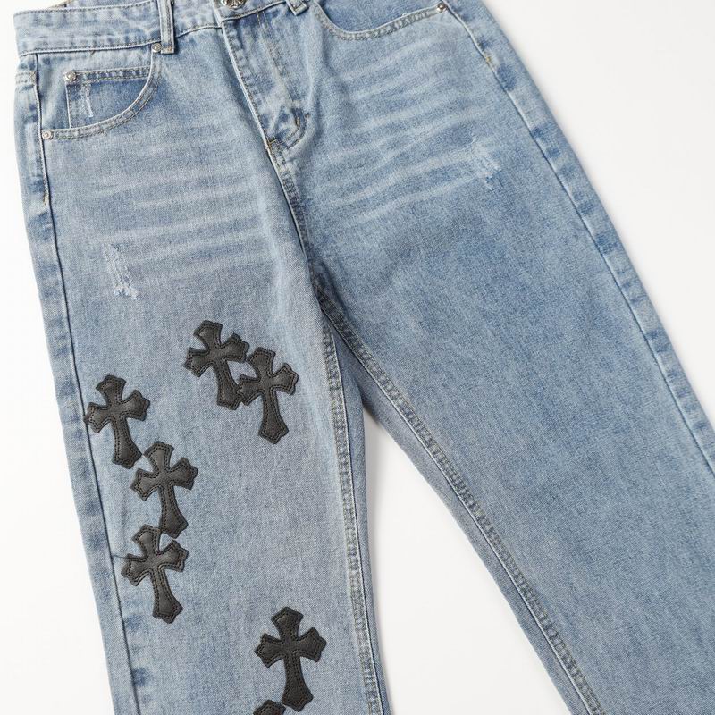 Black Cross Patch Light-Wash Denim Jeans