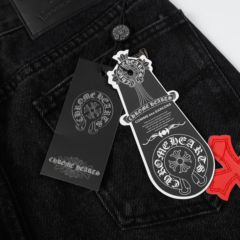 Red & White Cross Patch Black Denim Jeans