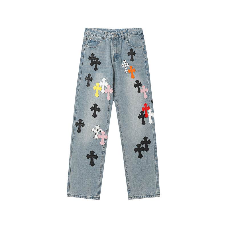 Multicolour Cross Patch Denim Jeans
