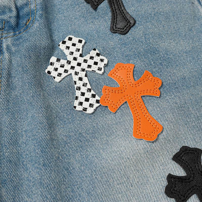 Multicolour Cross Patch Denim Jeans