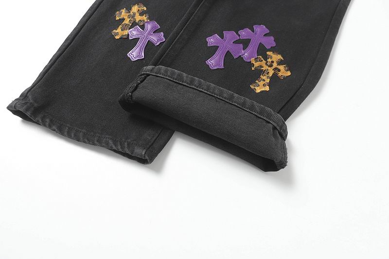Multicolor Cross Patch Black Denim Jeans