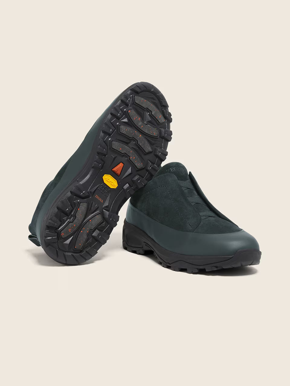 Zegna Dark Green Leather and Suede Triple Stitch™ Monte Sneakers