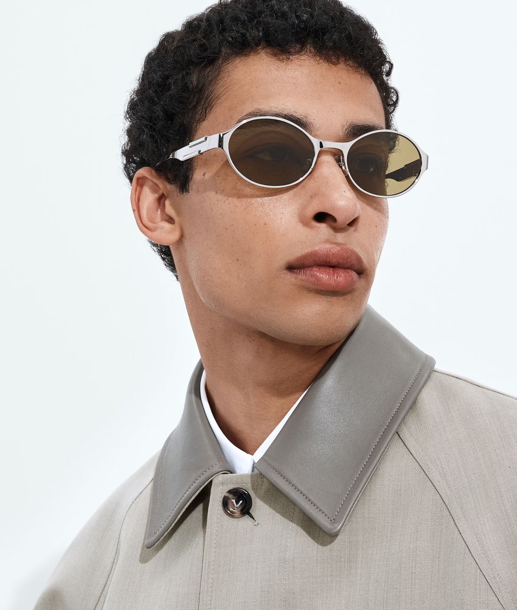 Dash Oval Sunglasses Silver Green