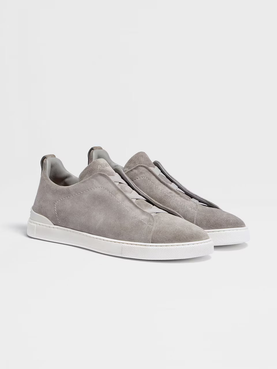 Zegna Grey Mélange Suede Triple Stitch™ Sneakers