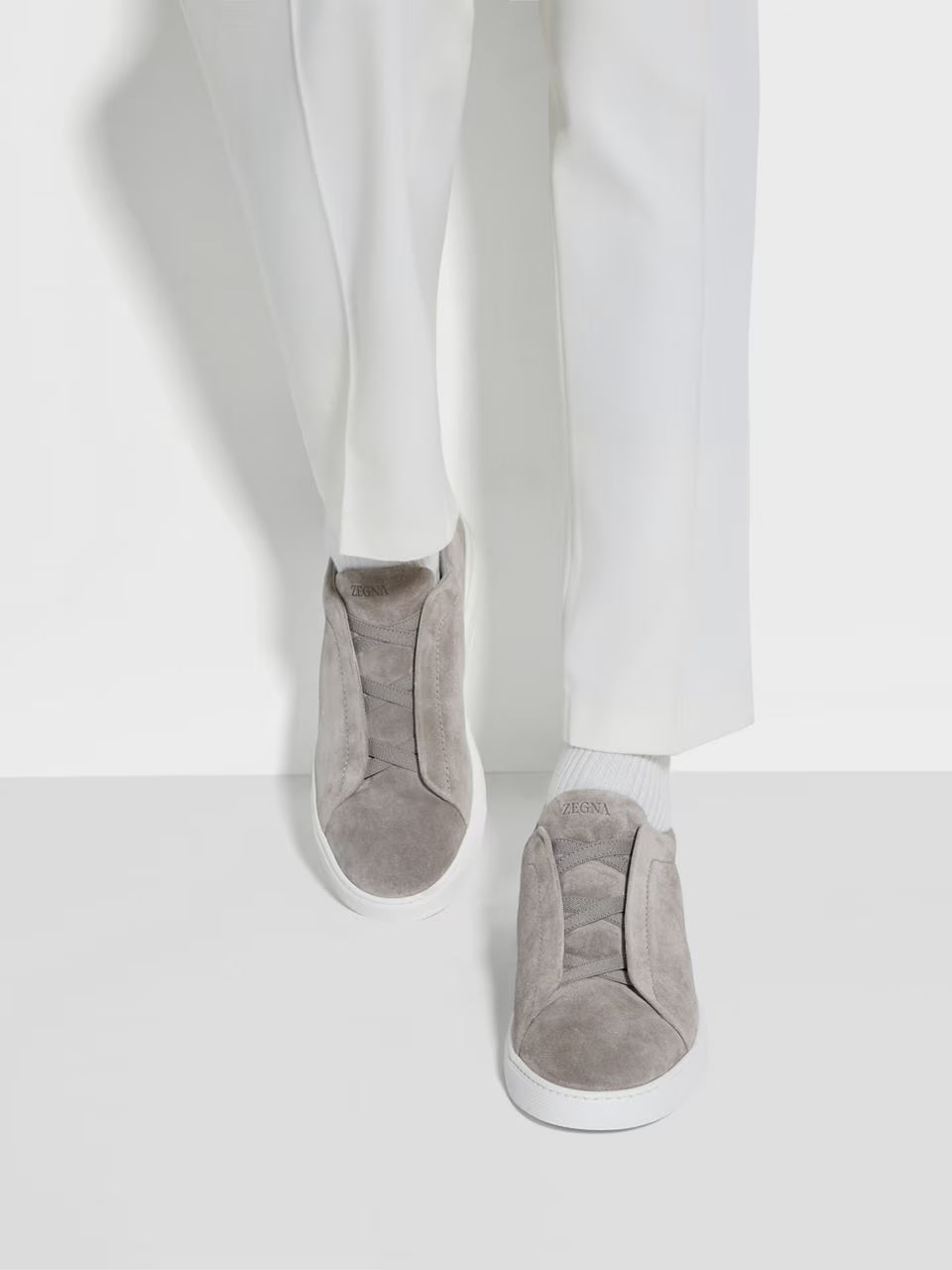 Zegna Grey Mélange Suede Triple Stitch™ Sneakers
