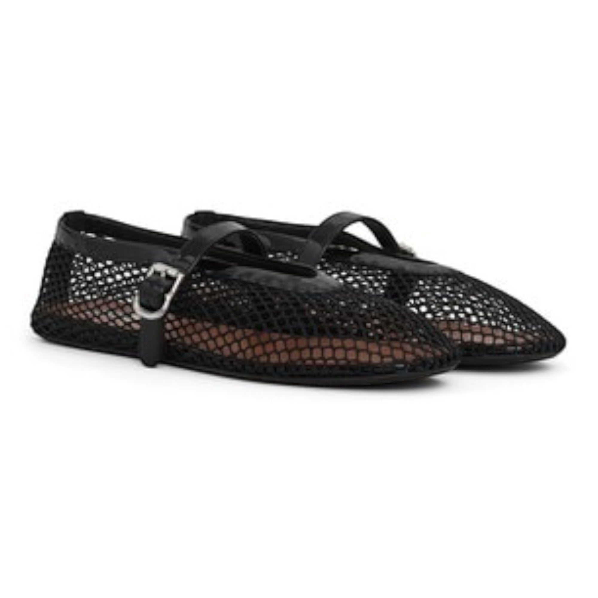 Fishnet Patent Leather Mary Jane Ballerinas
