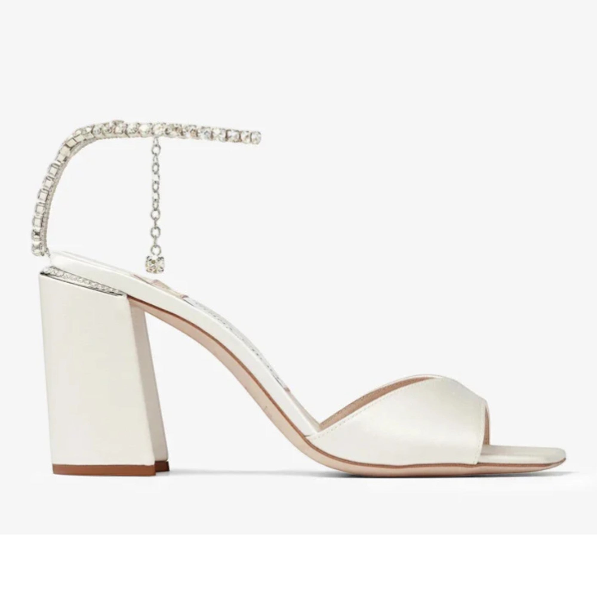 Saeda 85 Satin Block Heel in Ivory