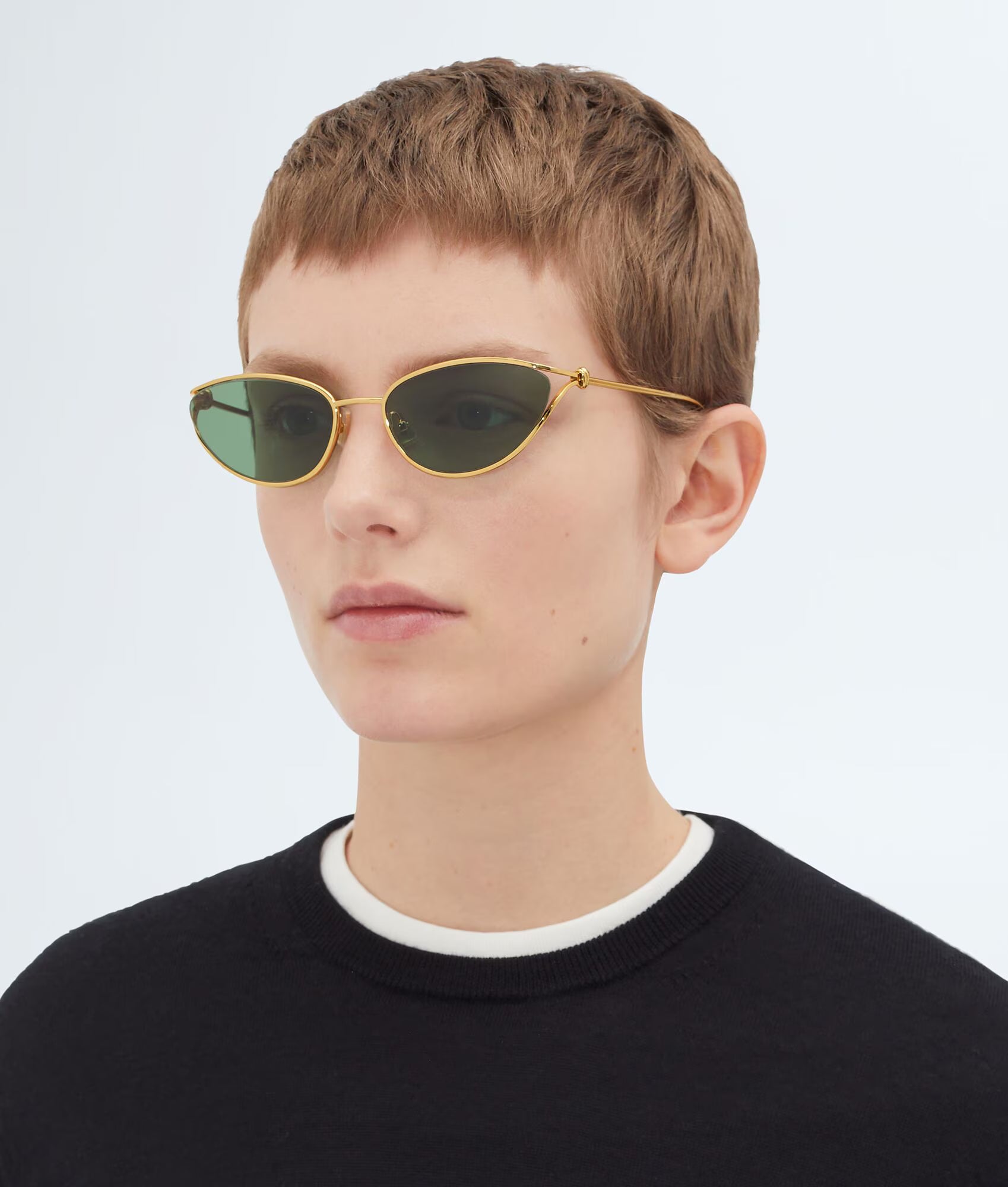 Knot Cat Eye Sunglasses Gold Green