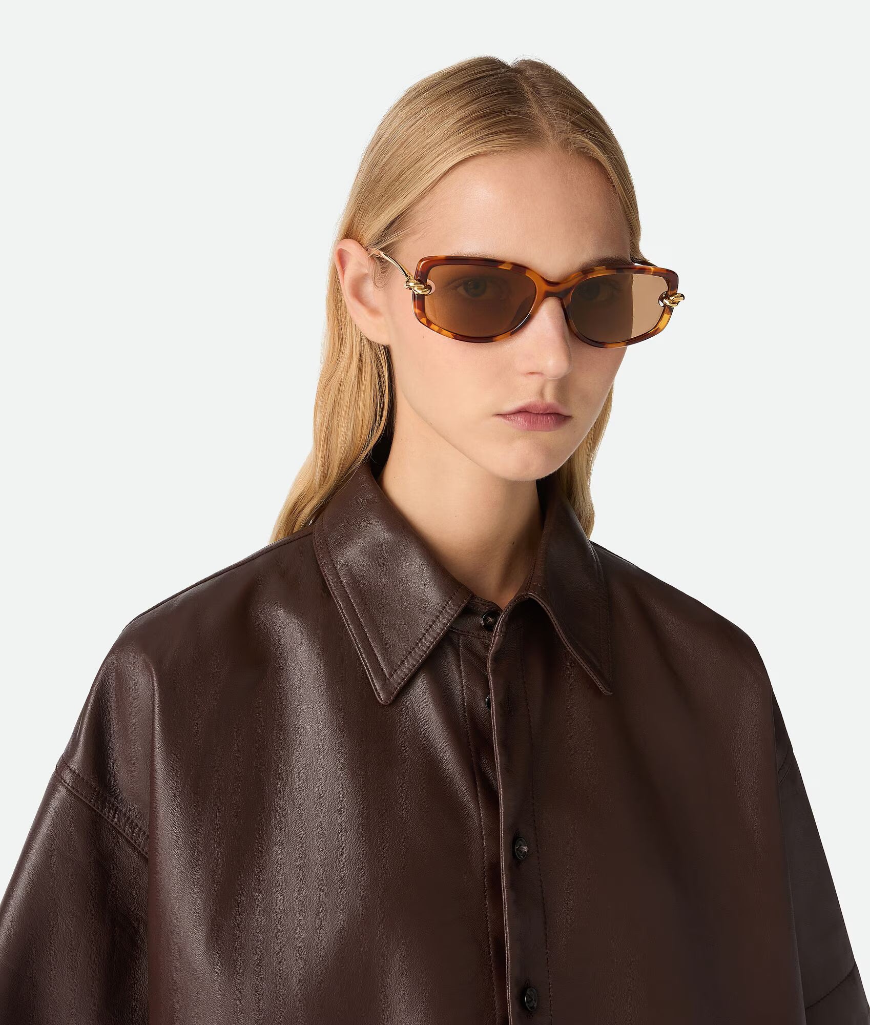 Knot Rectangular Sunglasses Havana Brown