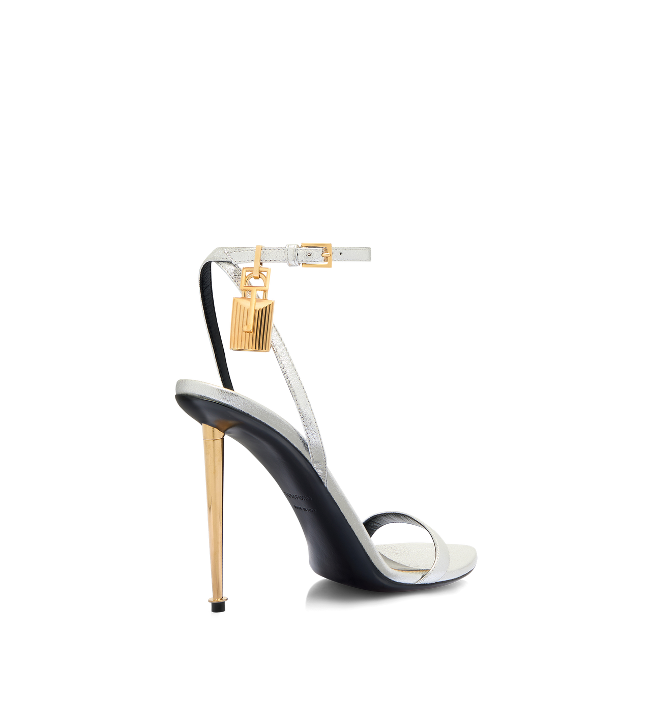 Padlock Pointy Naked Sandal Silver