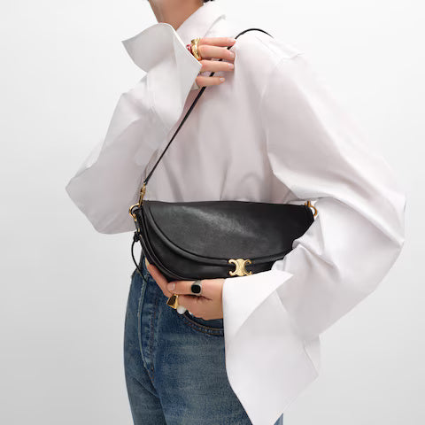 Little Halfmoon Soft Triomphe Bag Supple Shiny Lambskin Black