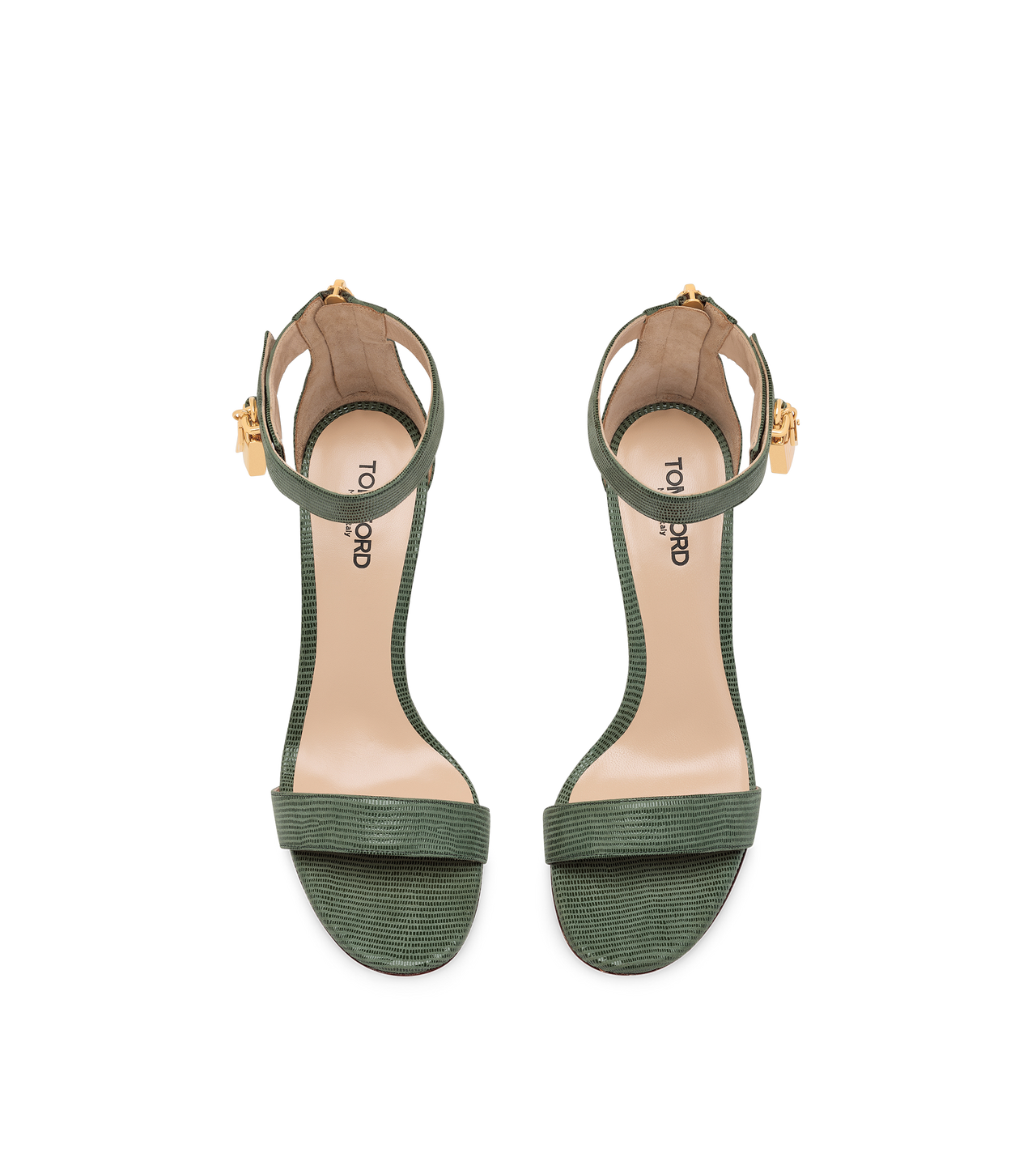 Padlock Sandal Lizard-Effect Suede