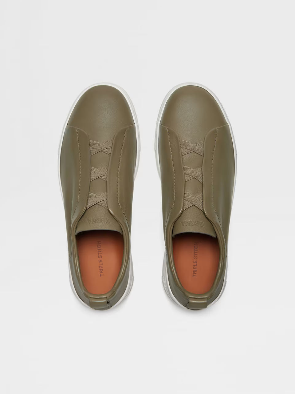 Zegna Light Olive Green Triple Stitch™ SECONDSKIN Sneakers