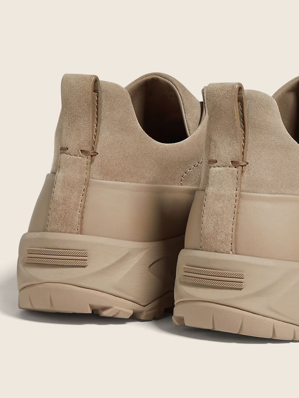 Zegna Light Taupe Leather and Suede Triple Stitch™ Monte Sneakers