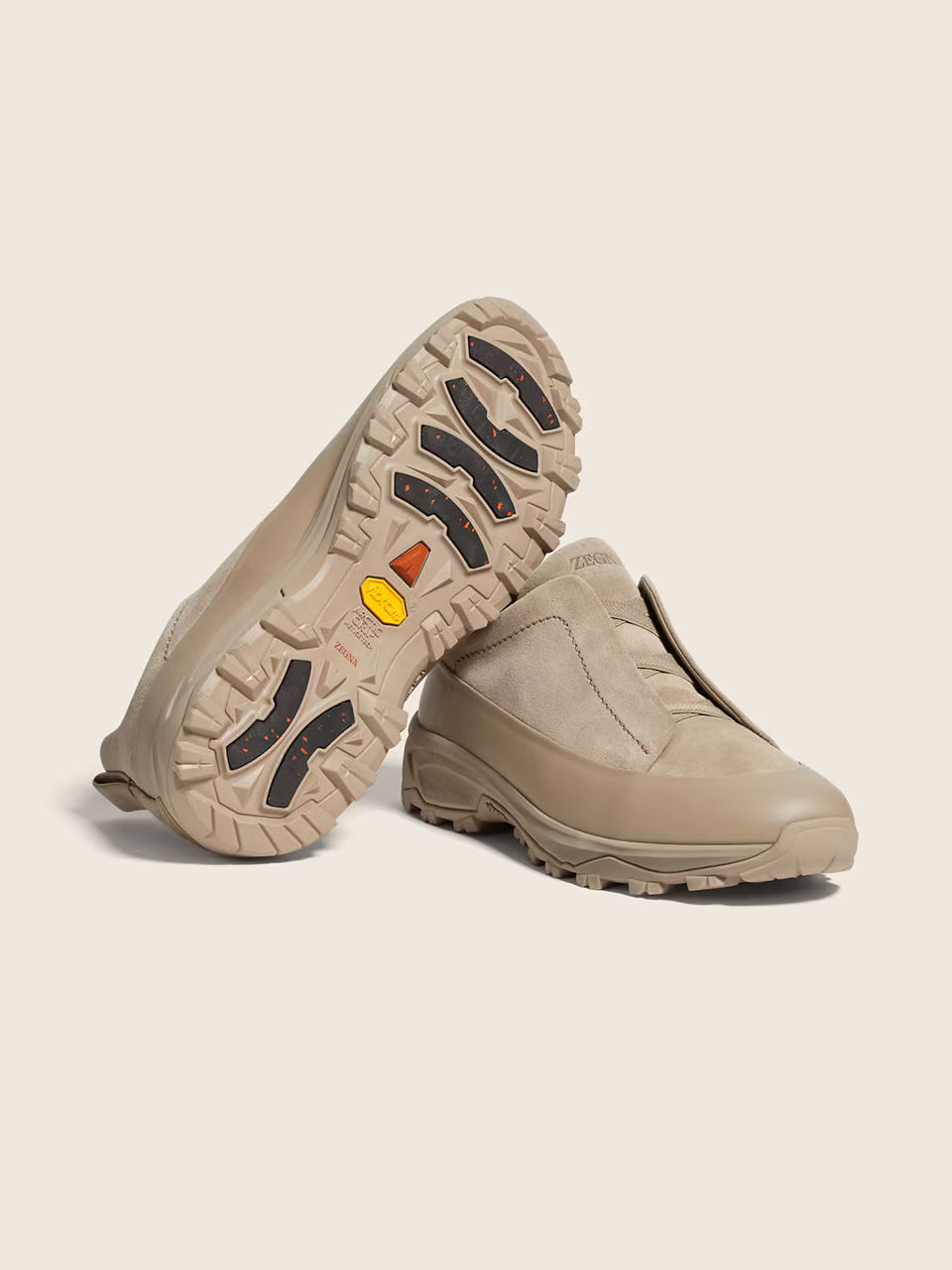 Zegna Light Taupe Leather and Suede Triple Stitch™ Monte Sneakers