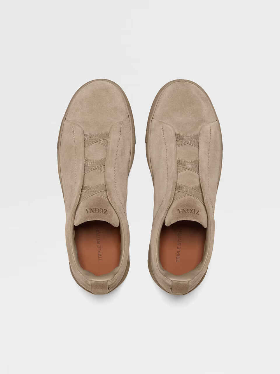 Zegna Light Taupe Suede Triple Stitch™ Sneakers