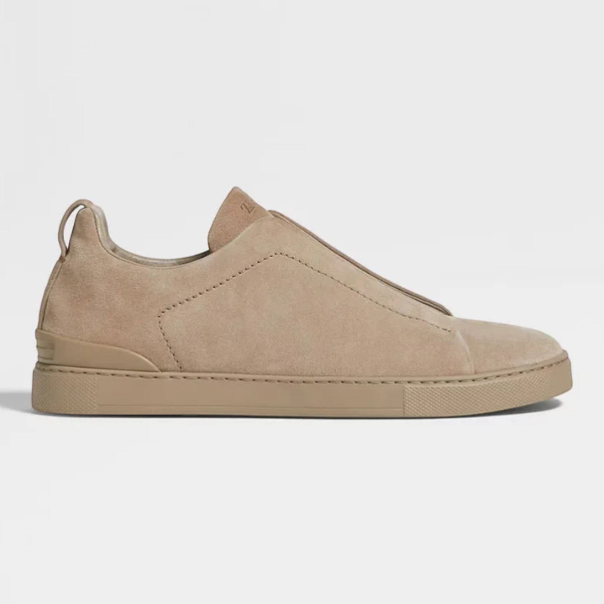Zegna Light Taupe Suede Triple Stitch™ Sneakers