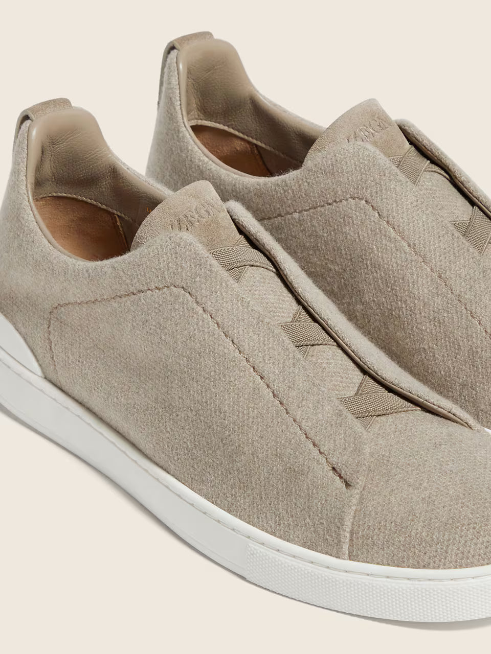 Zegna Light Taupe Triple Stitch™ Oasi Cashmere Sneakers