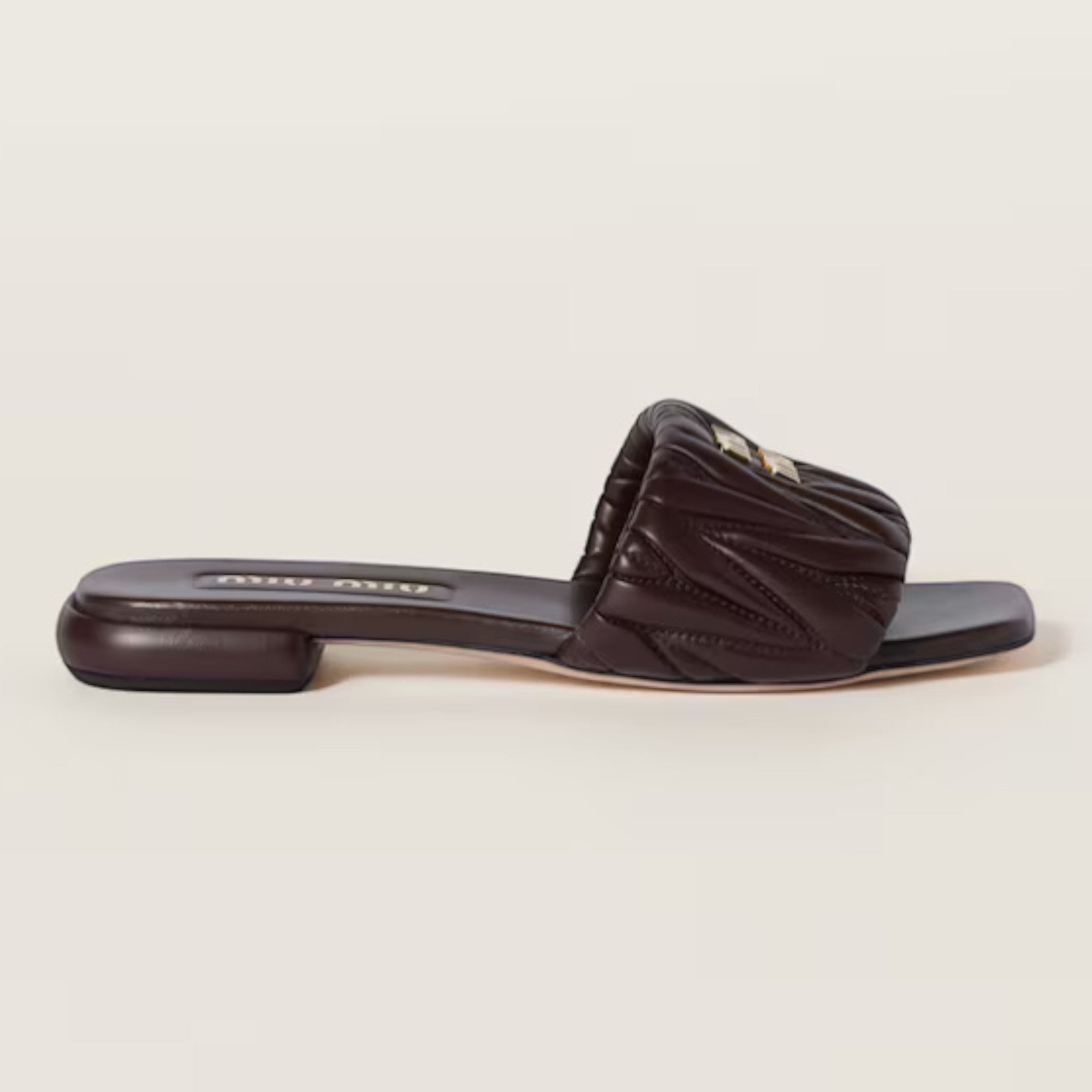 Matelassé Nappa Leather Slides Briarwood