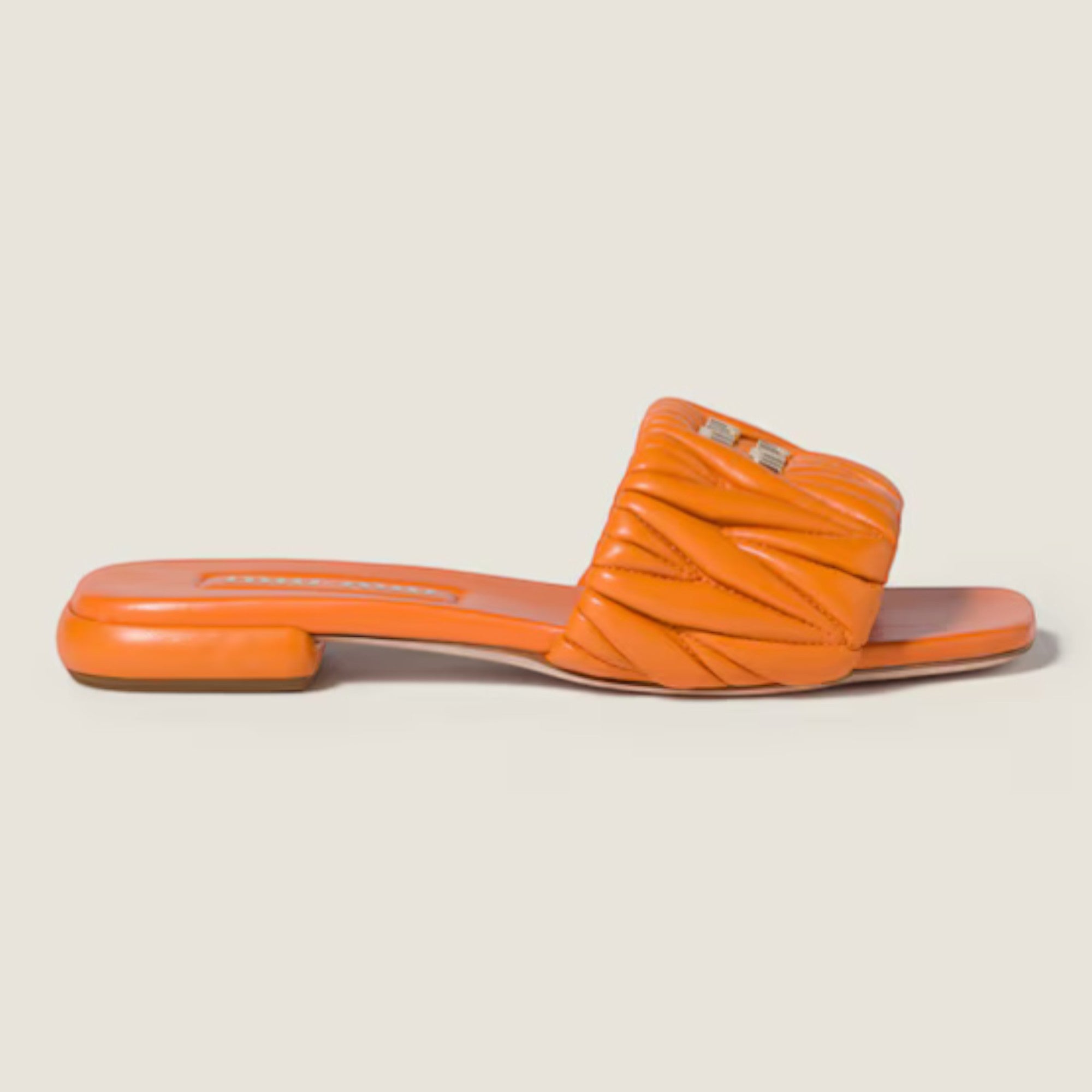 Matelassé Nappa Leather Slides Gerbera Daisy