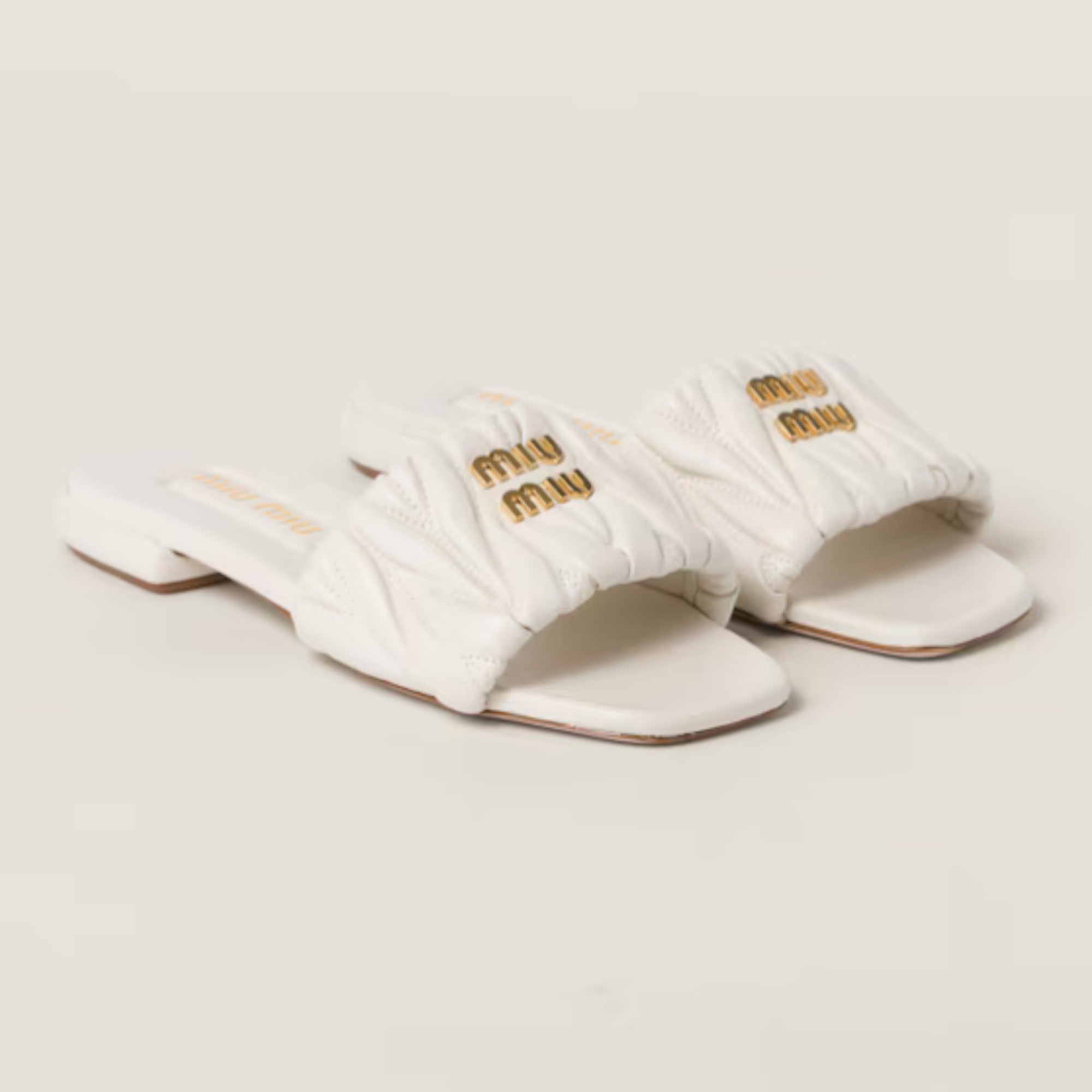 Matelassé Nappa Leather Slides White