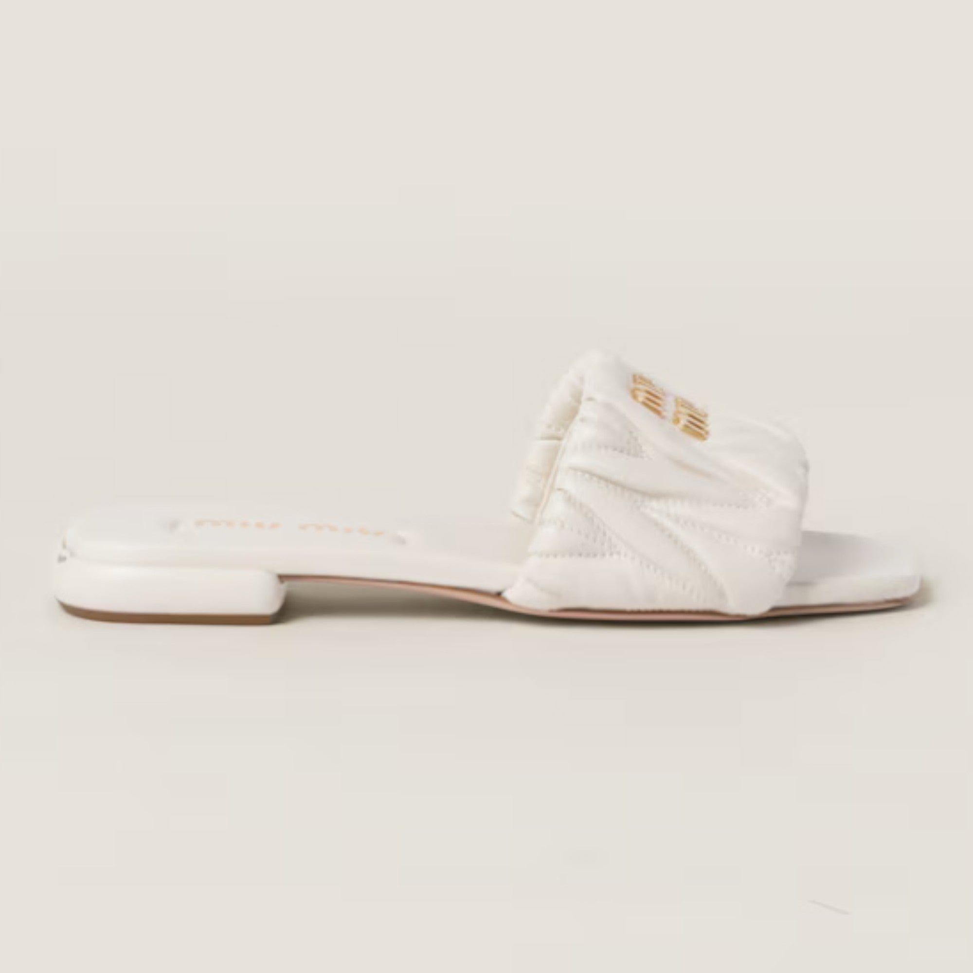 Matelassé Nappa Leather Slides White