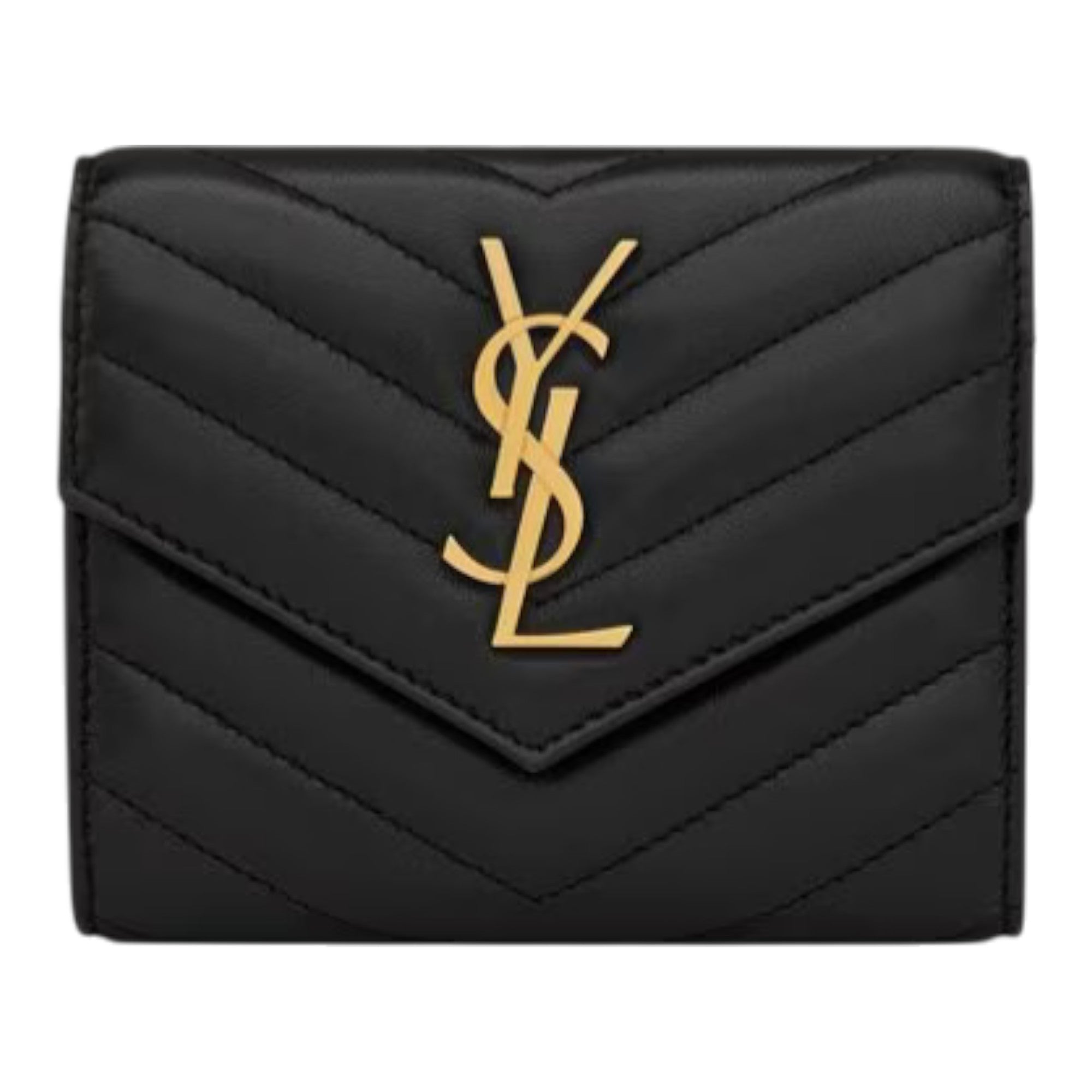 Saint Laurent Cassandre Matelassé Compact Tri-Fold Wallet in Quilted Lambskin