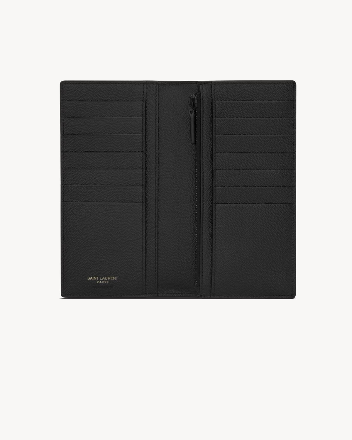 Saint Laurent Cassandre Continental Wallet in Grain de Poudre Leather Black