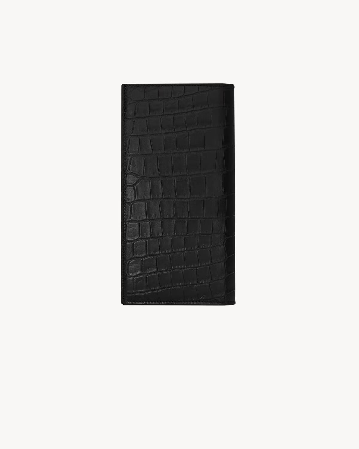 Saint Laurent Tiny Cassandre Continental Wallet in Crocodile-Embossed Matte Leather Black