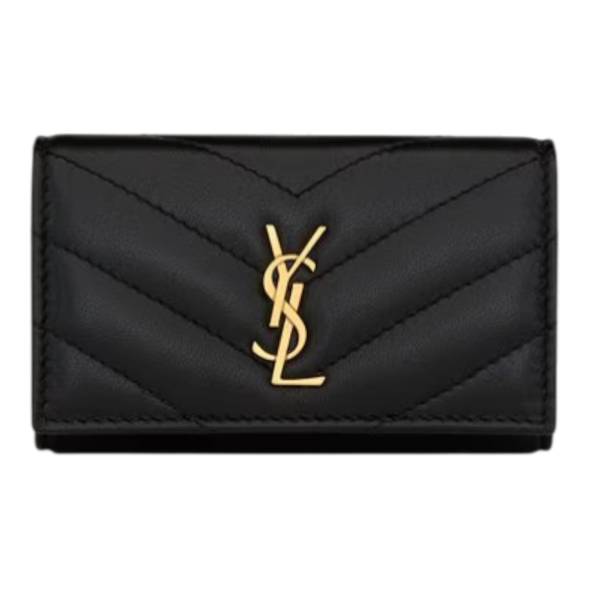 Saint Laurent Cassandre Matelassé Slim Key Case Quilted Lambskin Black