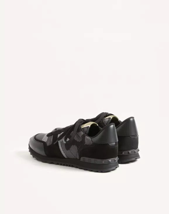 Valentino Mesh Fabric Camouflage Rockrunner Sneaker Anthracite/Black