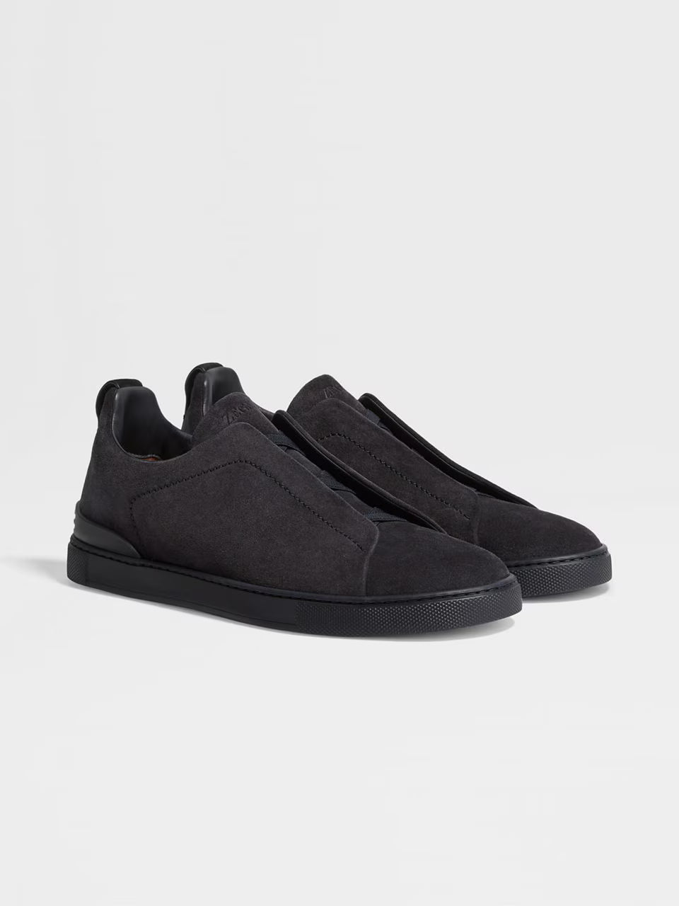 Zegna Navy Black Suede Triple Stitch™ Sneakers