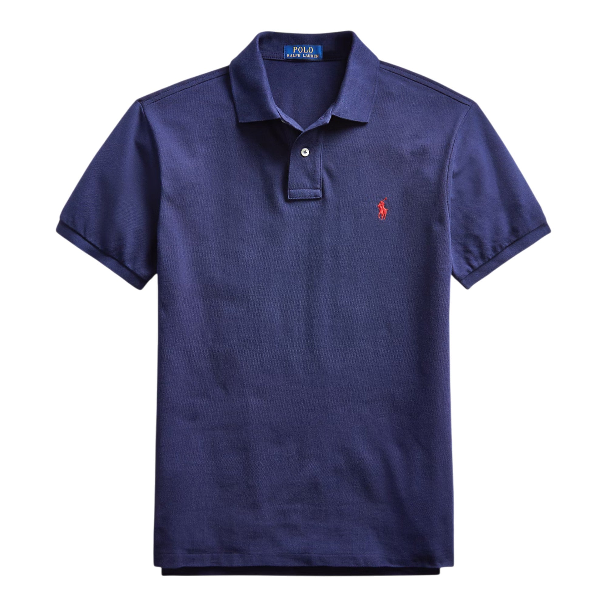 Slim Fit Mesh Polo Shirt Navy/Red