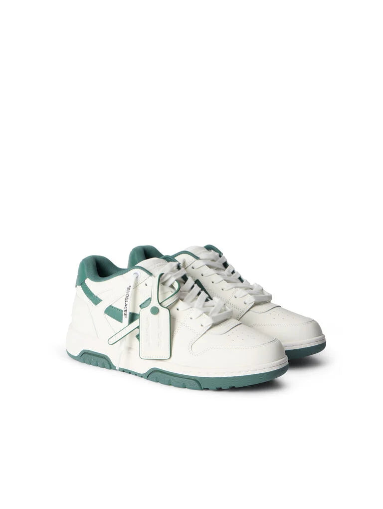 Off-White Out Of Office Leather Sneakers in White/Green
