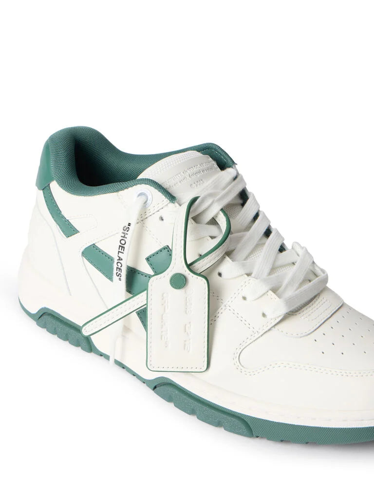 Off-White Out Of Office Leather Sneakers in White/Green