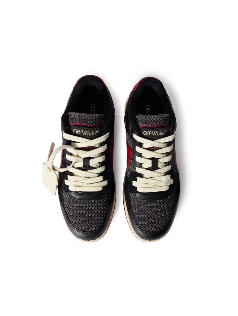 Off-White Slim Out Of Office Sneakers in Grey Mélange and Coral Red