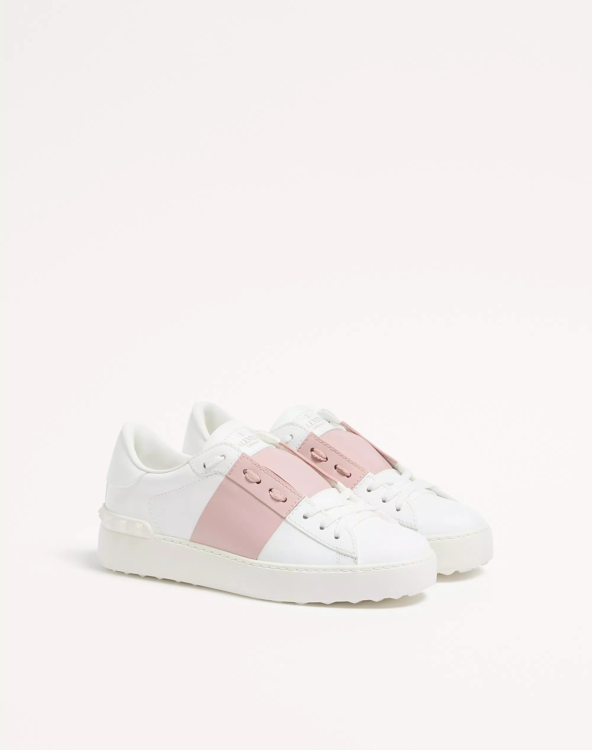 Valentino Open Sneaker In Calfskin Leather Water Rose